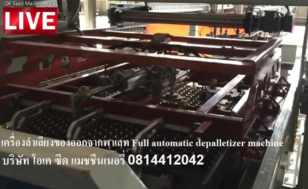 เครื่องระบบจัดเรียงขวด กระป๋อง บนพาเลท แบบอัตโนมัติ Depalletizer machine พาเลทไทเซอร์ 0814412042